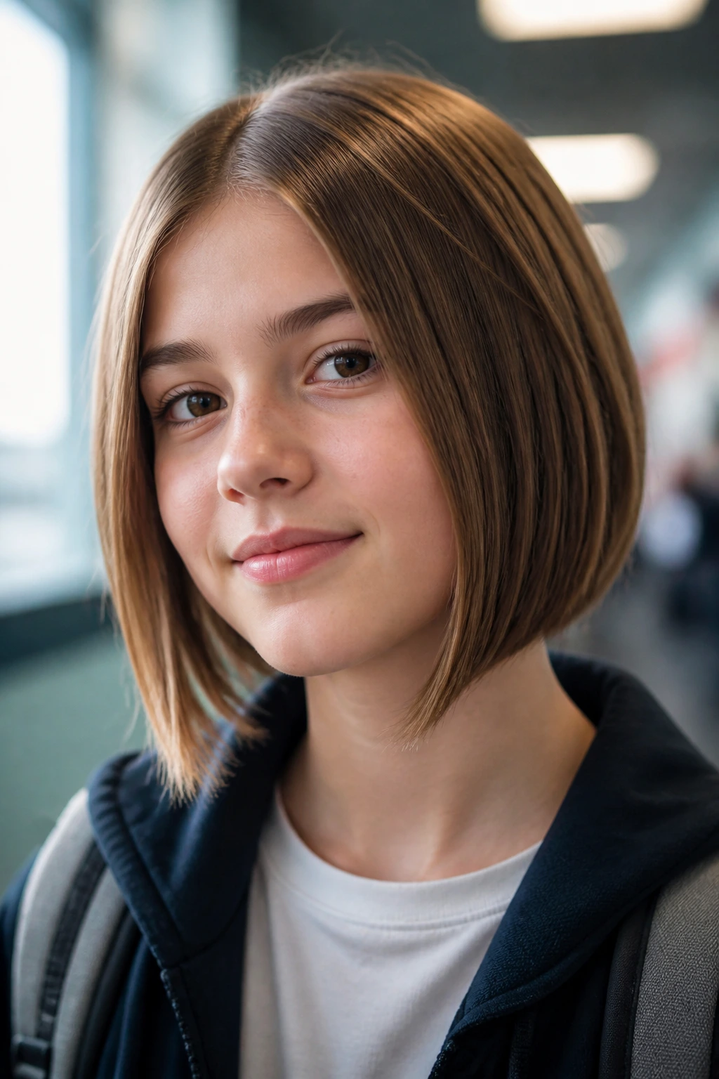 Portrait of a student with an A-Line Bob With Gentle Front.