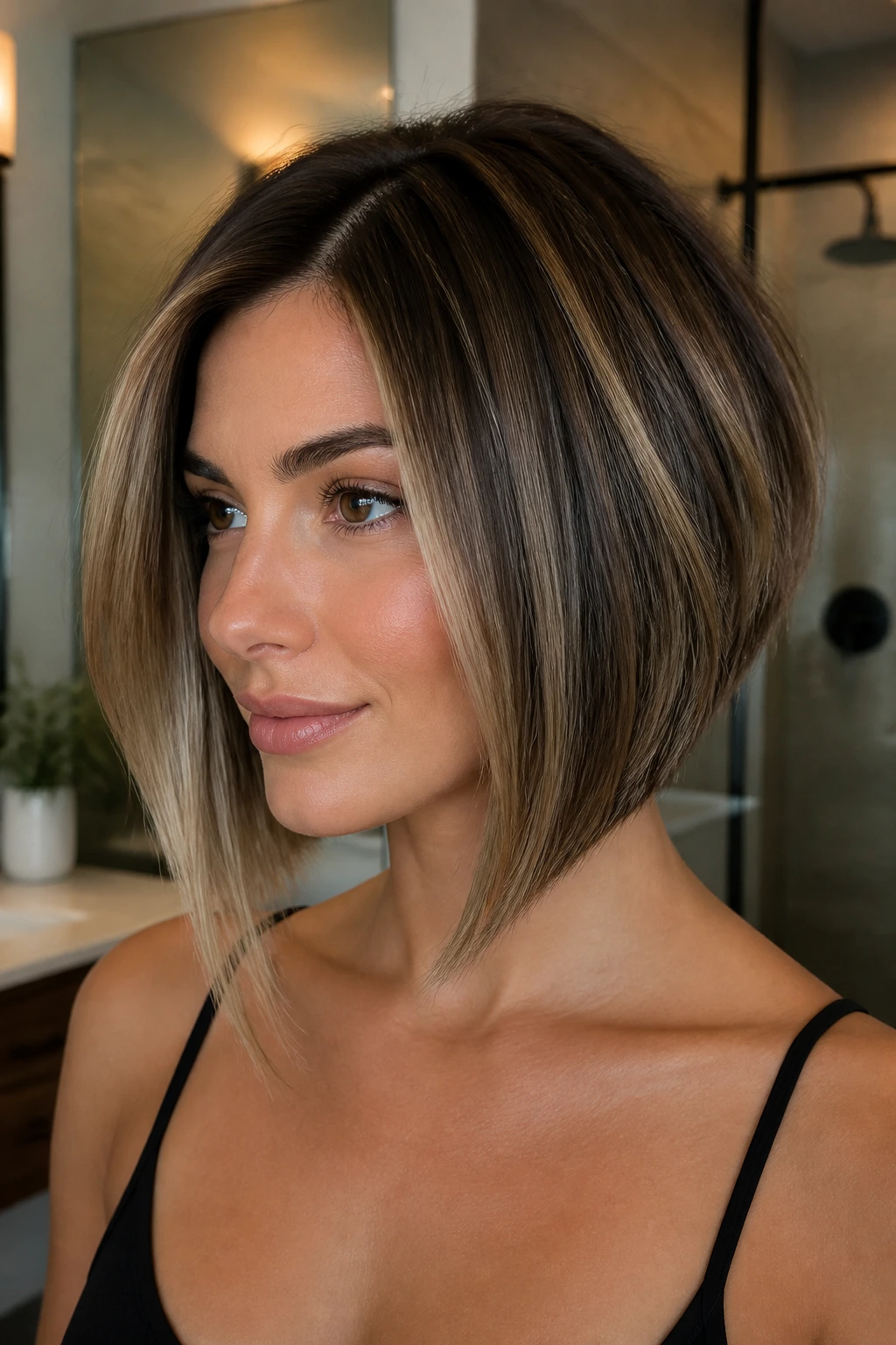 Portrait of A-Line Lob with rooted dimension on a real person