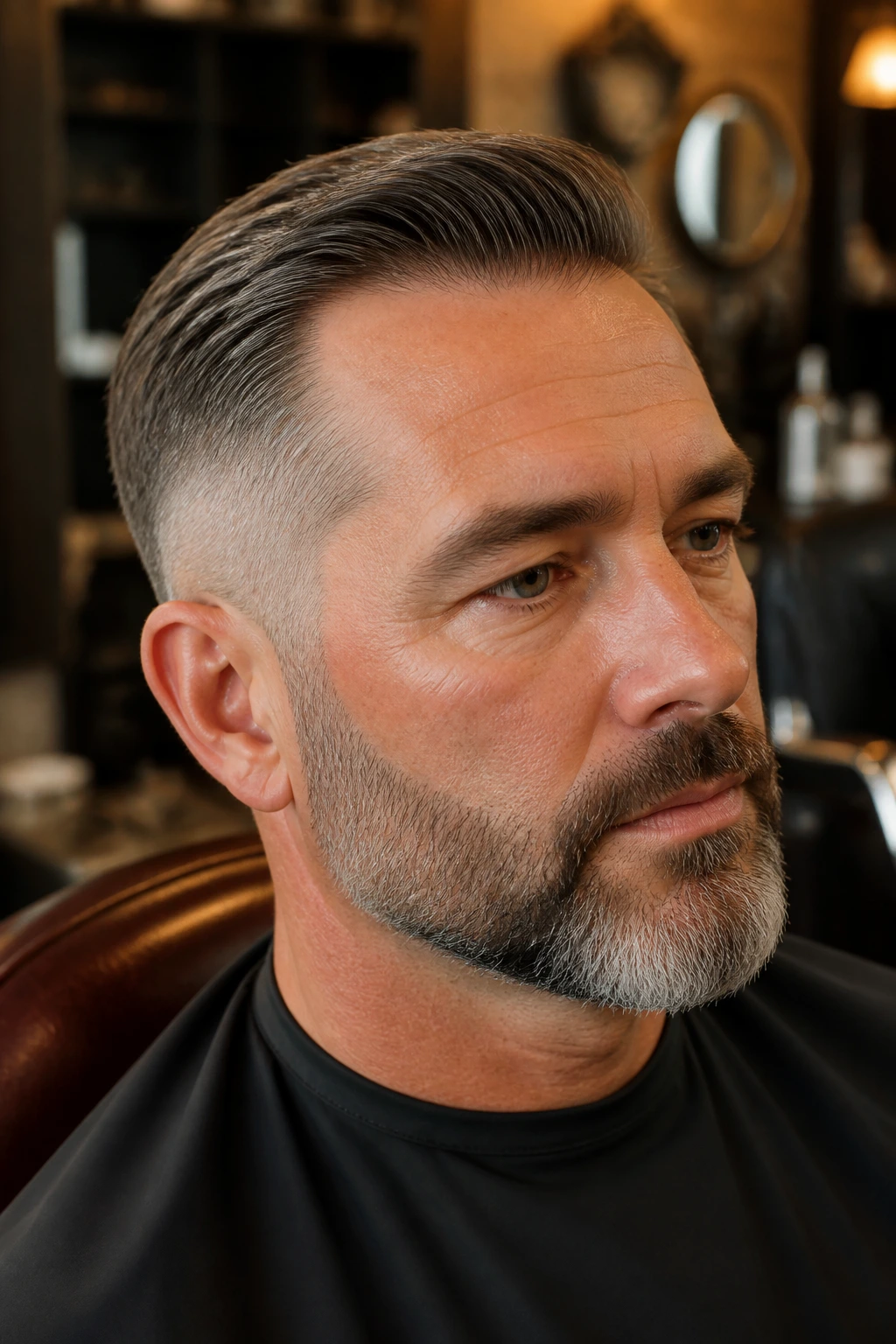 Man with tapered haircut and trimmed beard demonstrating adaptation to hairlines