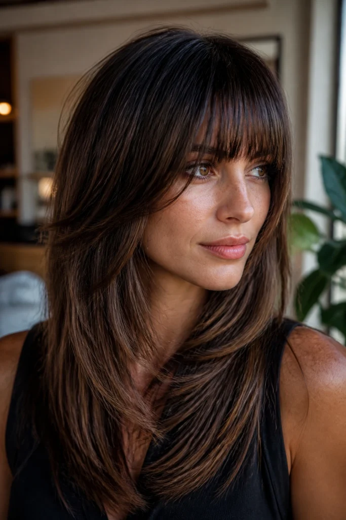 25 Angled Layers with Bangs for Thick Hair