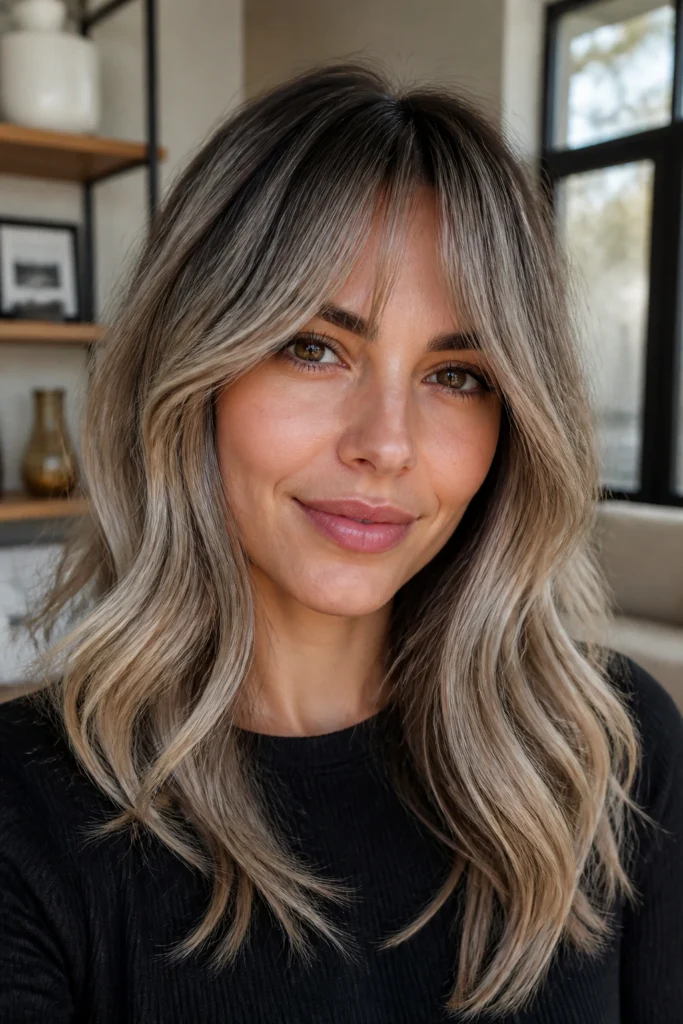 25 Bold Highlights with Bangs for Cool Skin Tones