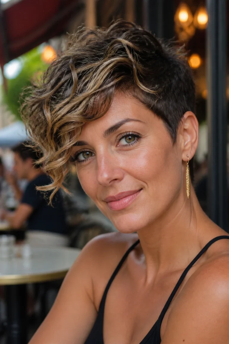 15 Curly Pixie Cuts for Oval Faces with Caramel Highlights