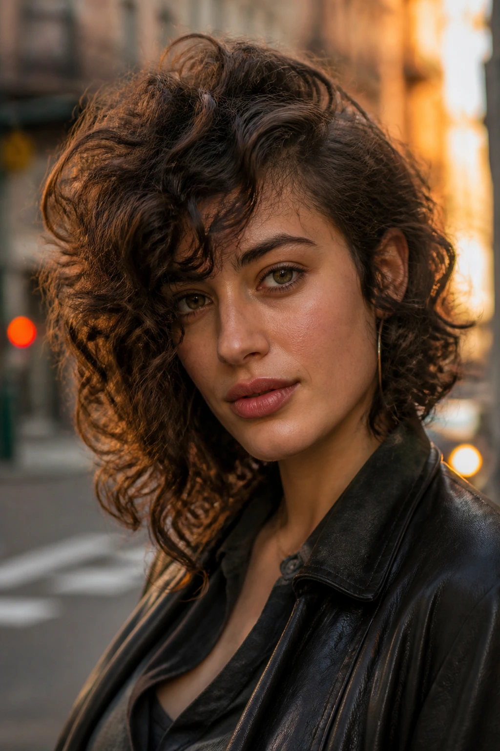 Portrait of a person with asymmetrical curly shag and deep side part