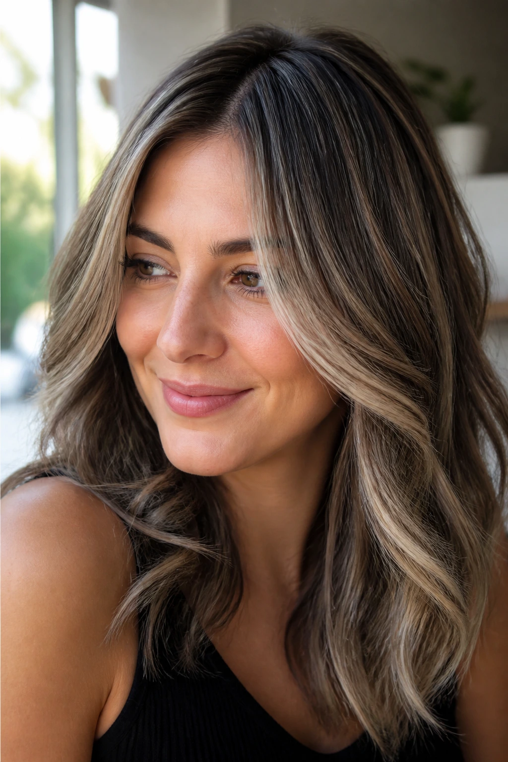Real woman with baby-light balayage for softness