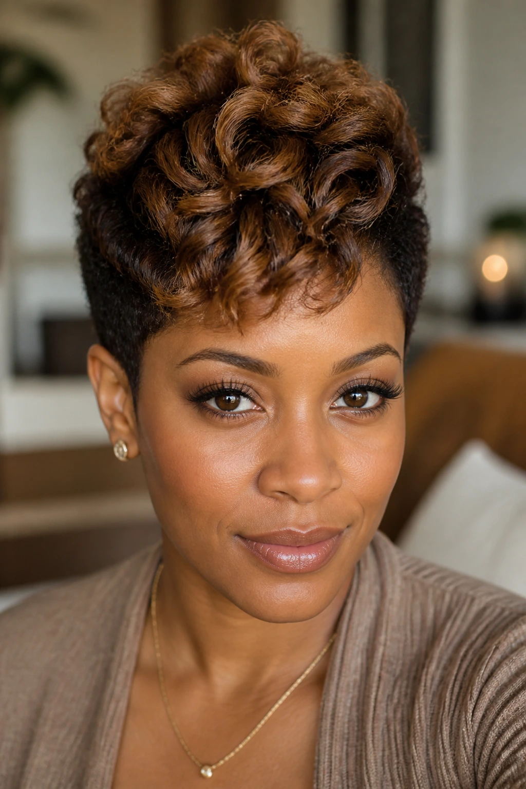 Close-up of a tapered crop with caramel veils and darker side shadows.