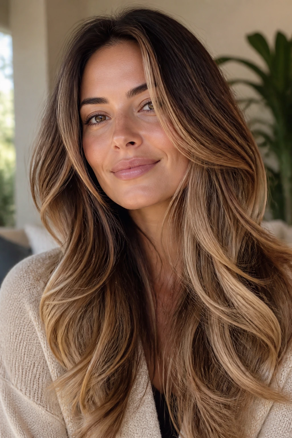 Close-up of balayage-boosting layers on a real person