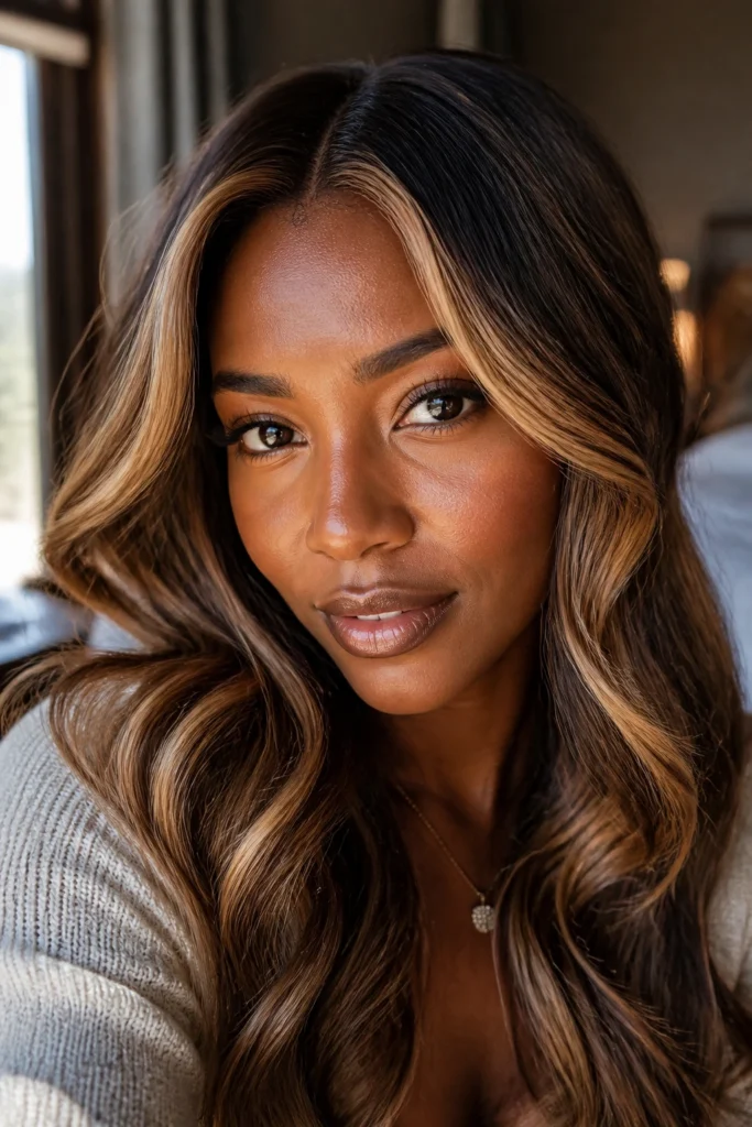 25 Caramel Blonde Balayage for Deep Skin Tones