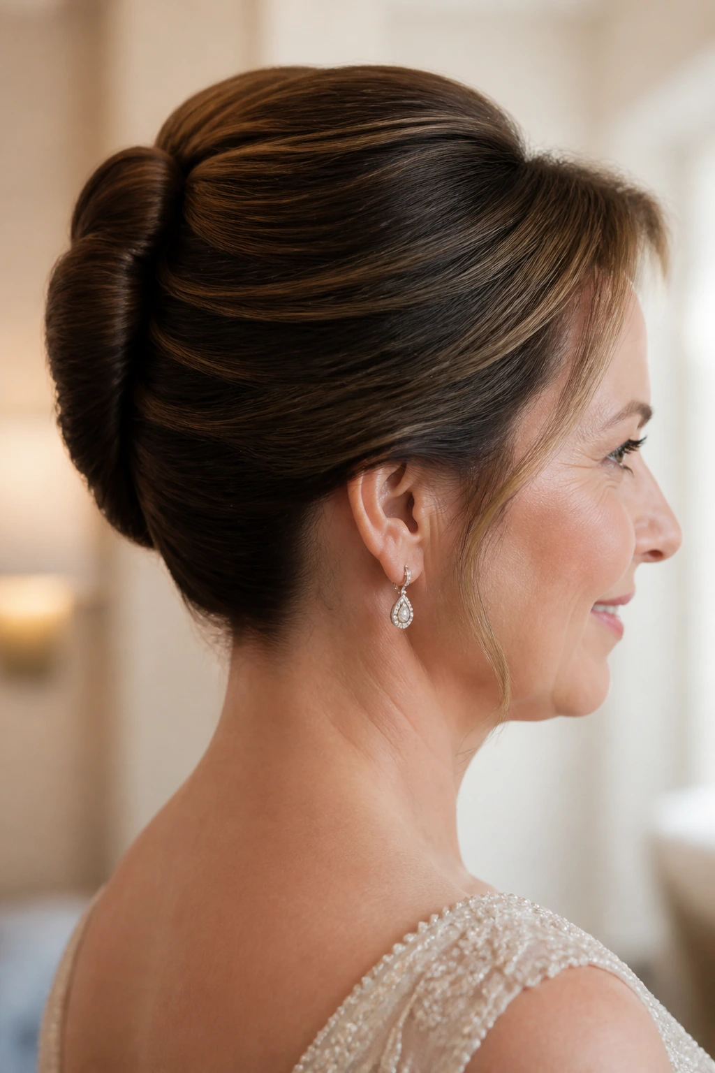 Close-up of a clean banana twist on a real woman's hair