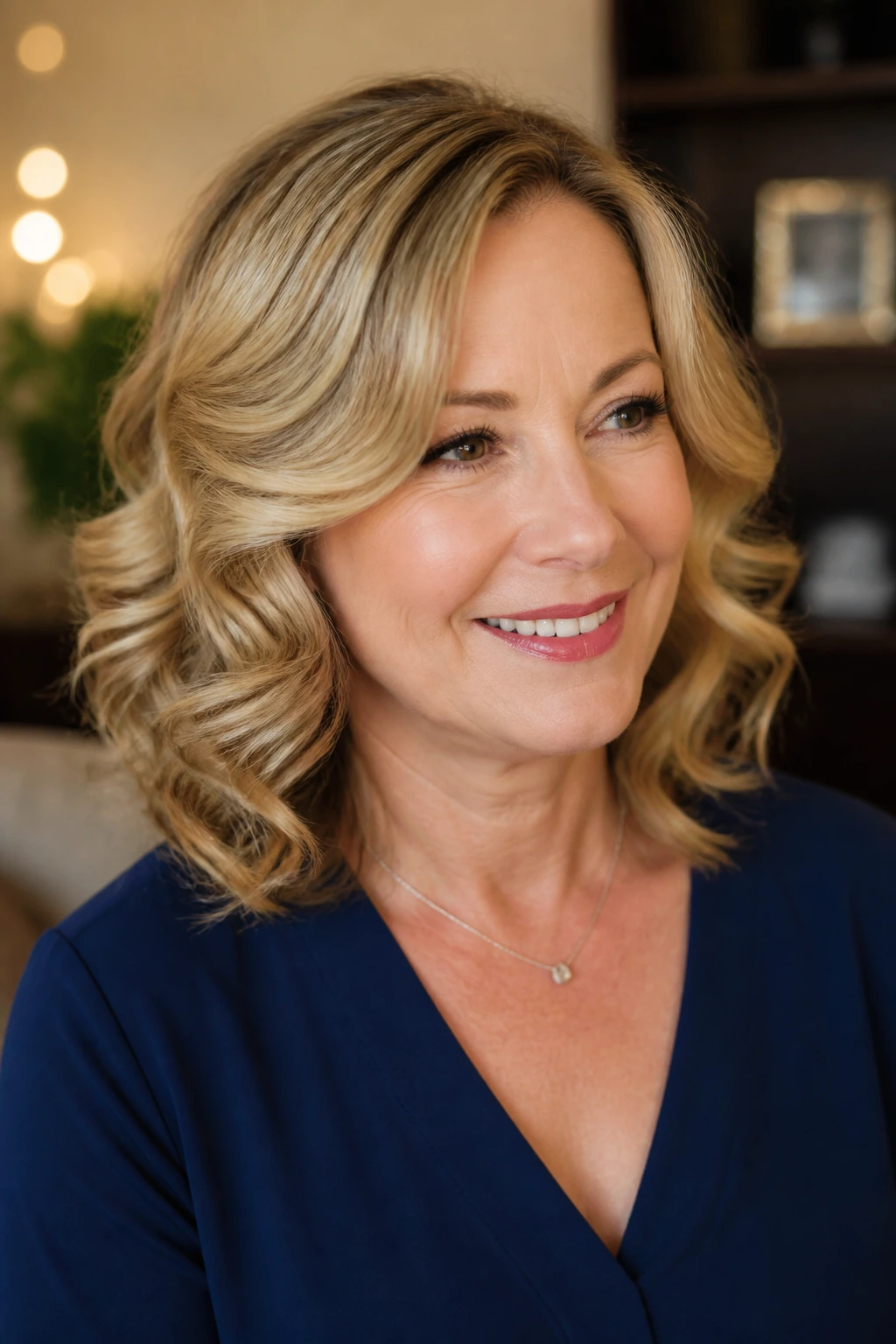 Real woman with romantic barrel curls and soft ends
