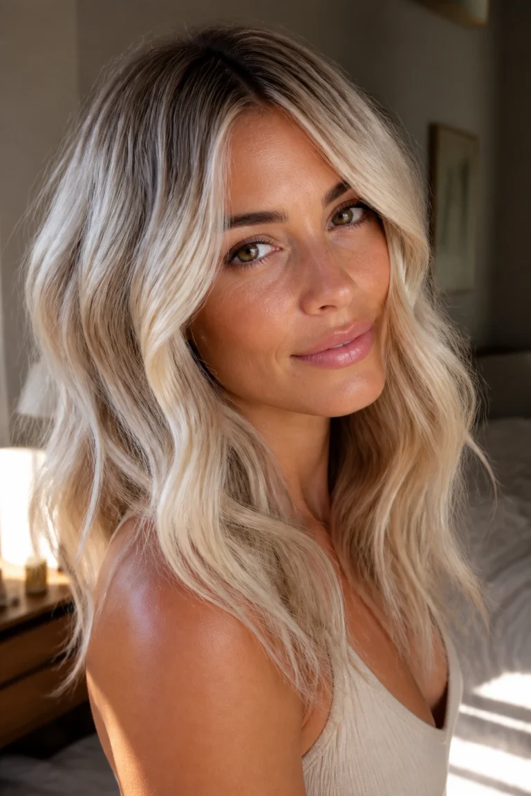 25 Shadow Root Platinum Blonde Hairstyles for Tan Skin