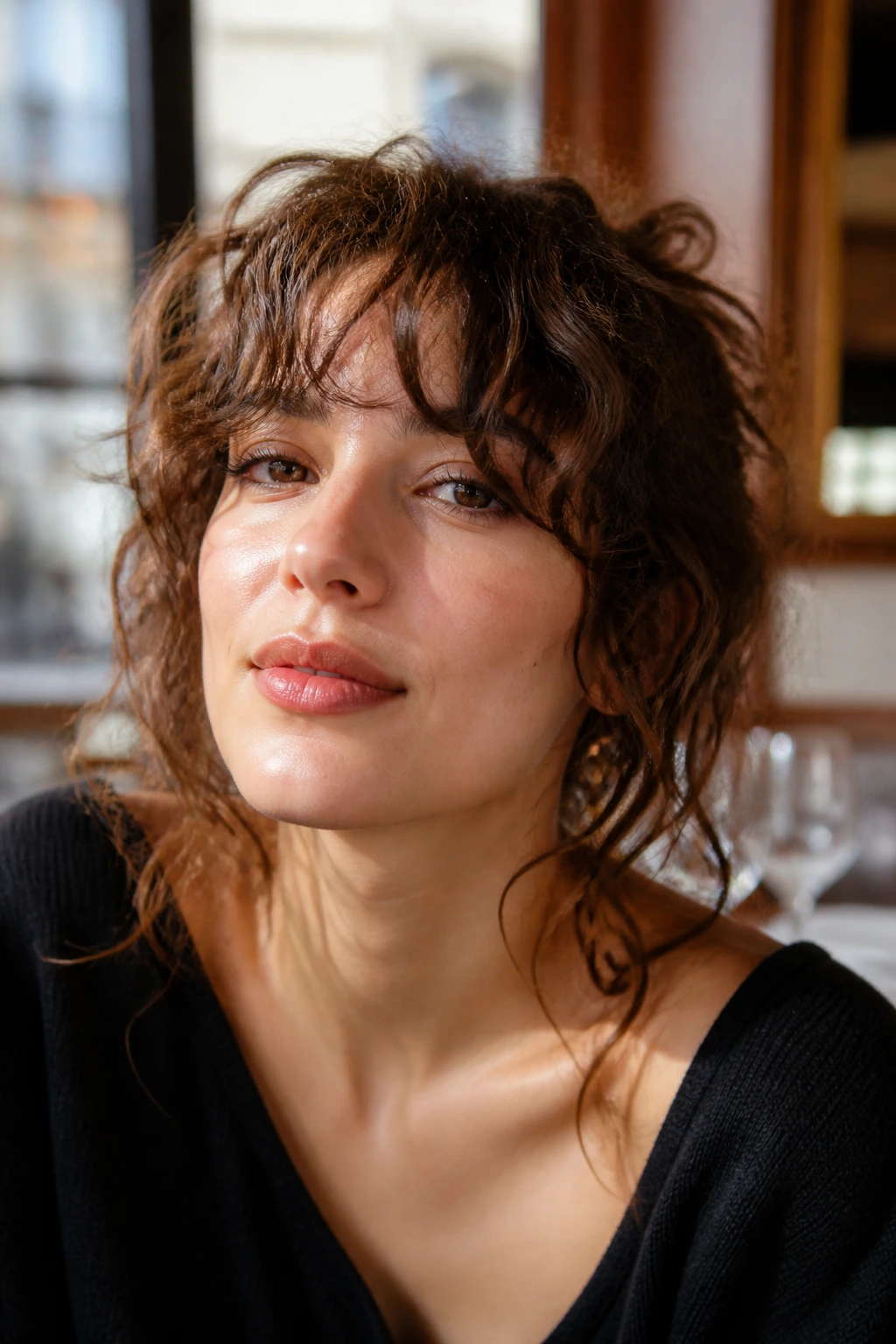 Birkin-inspired curly fringe on a real woman