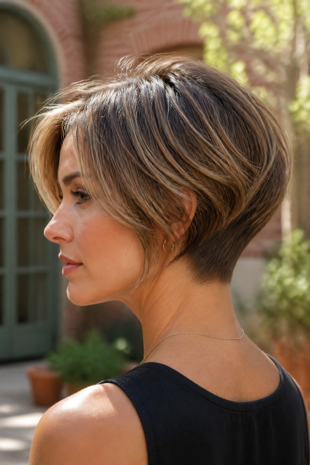 Real person with bixie-bob and tapered nape