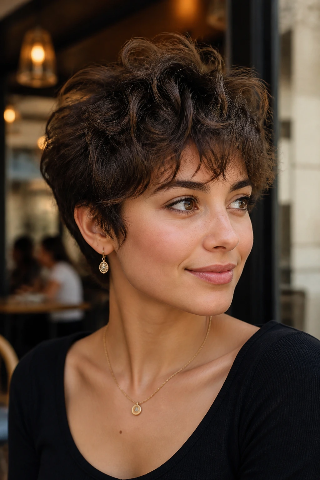 Real person with bixie cut and crown lift