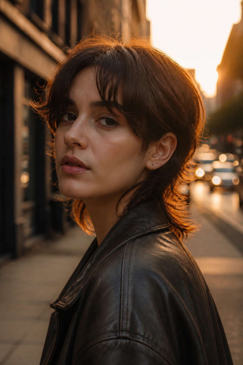 Portrait of a real person with bixie haircut and tail-length ends