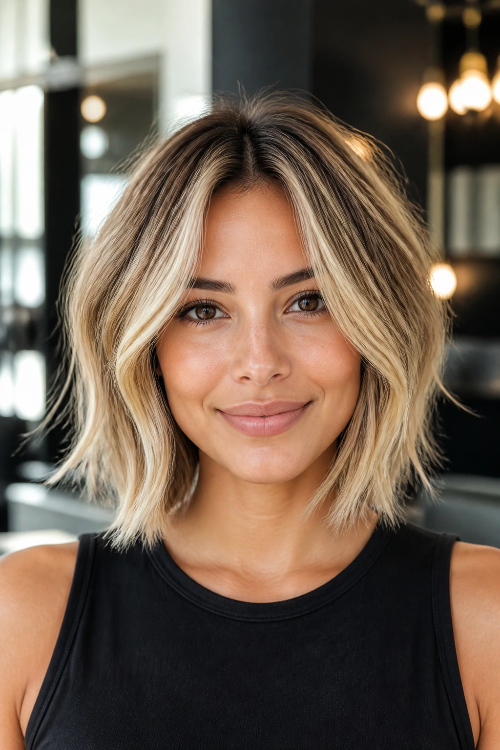 Portrait of a real woman with blonde undertone balance for medium skin.