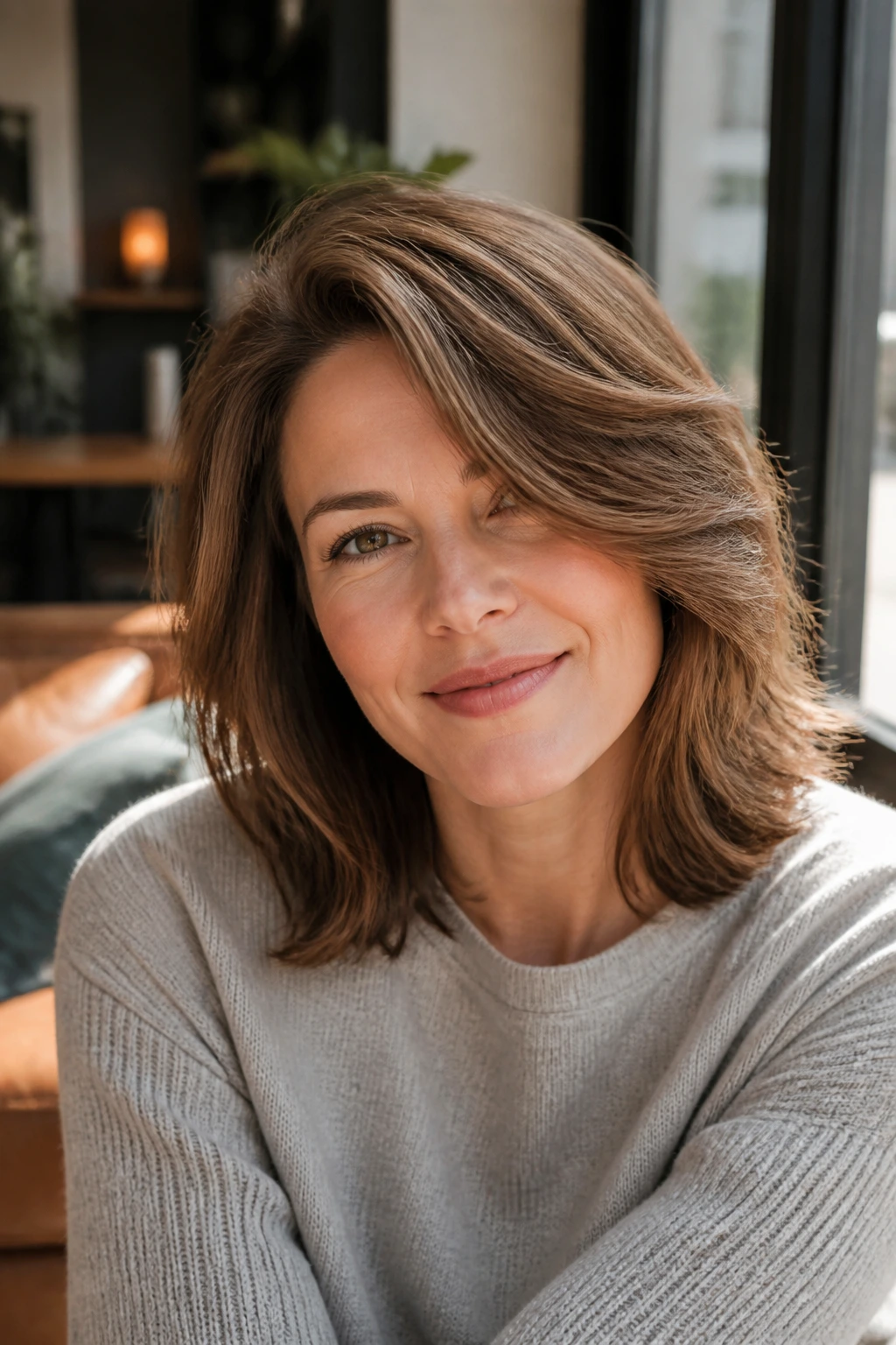 Portrait showing a natural blowout with crown lift