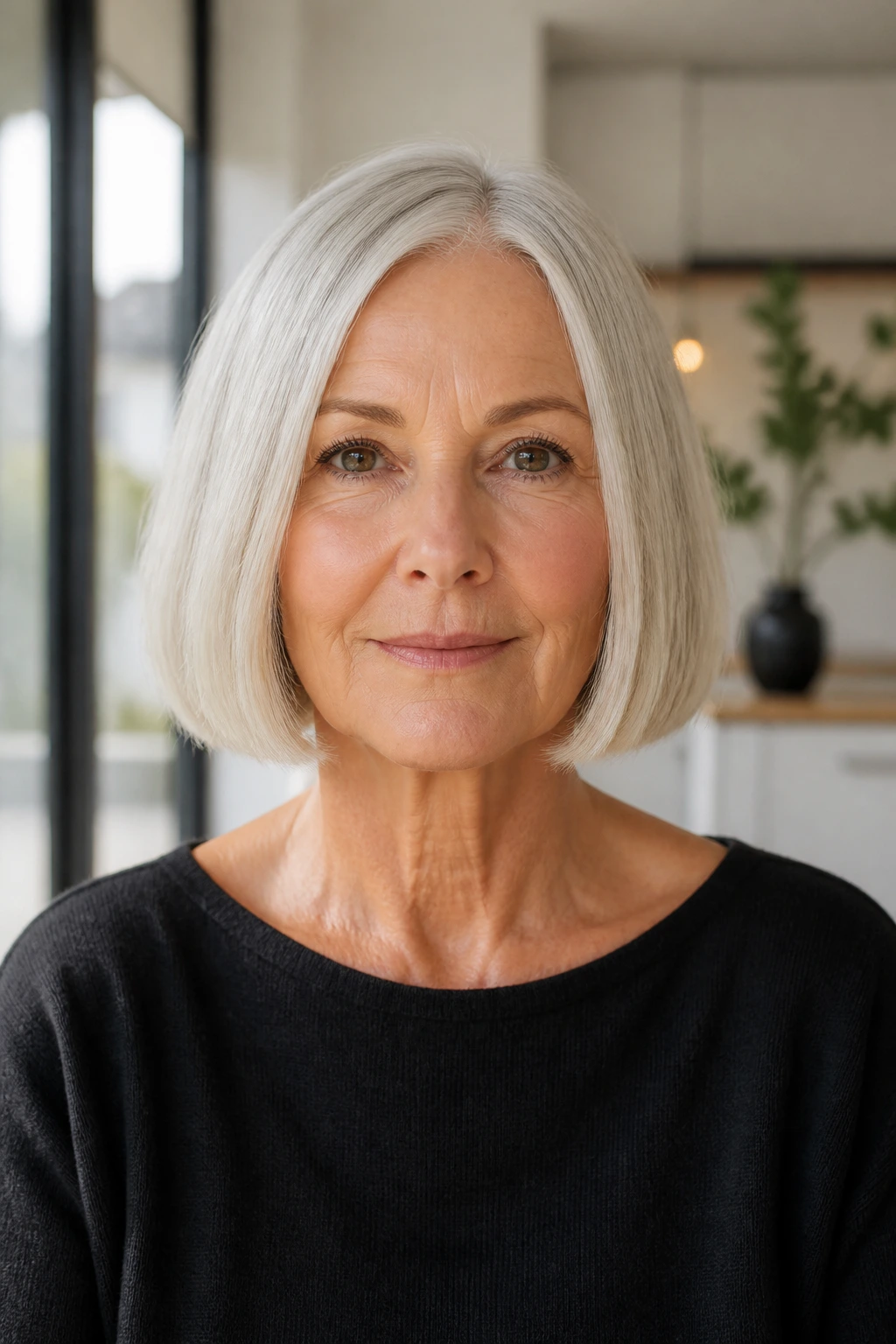 Chin-length blunt bob on real person