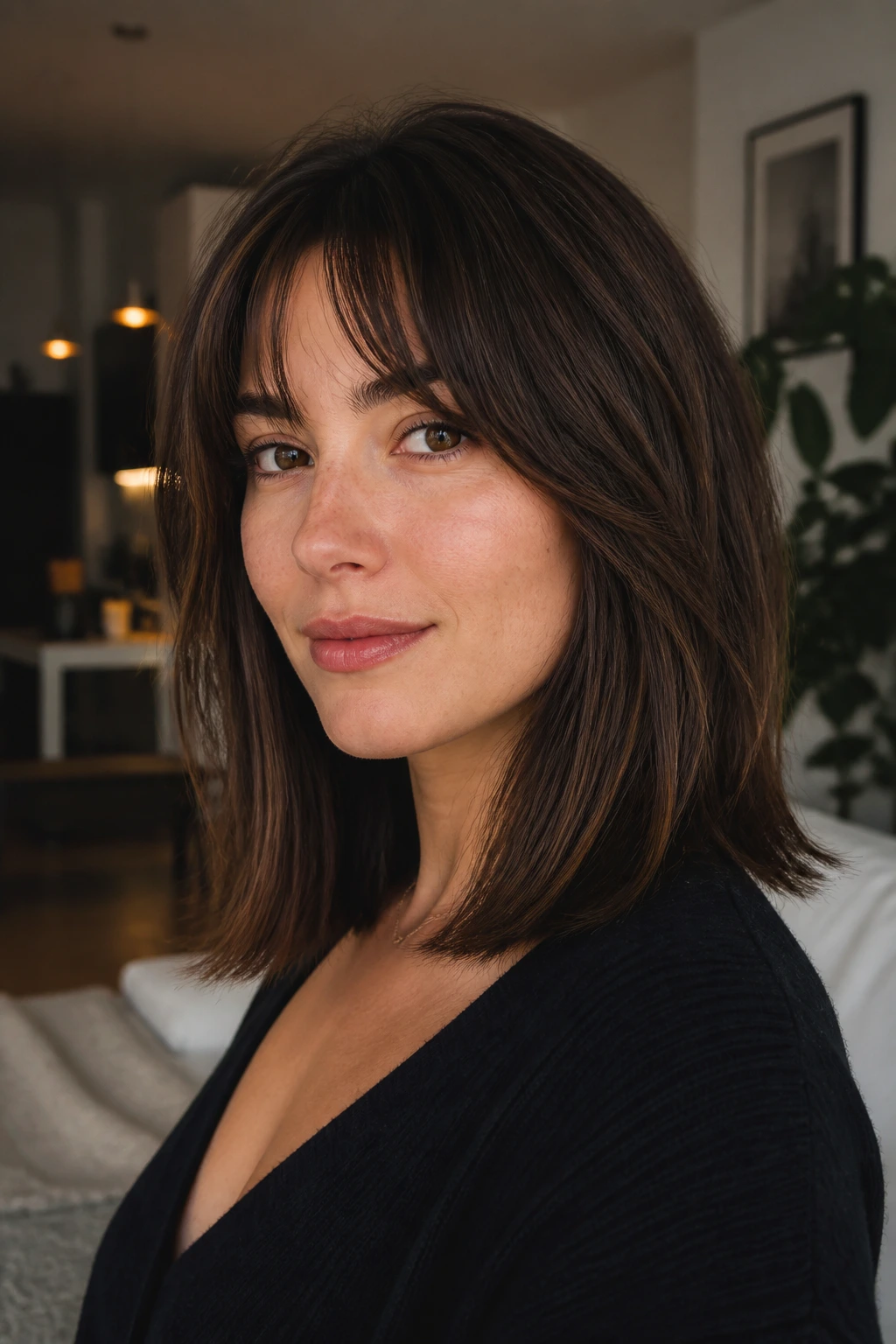 Portrait of a person with blunt ends and light crown layering