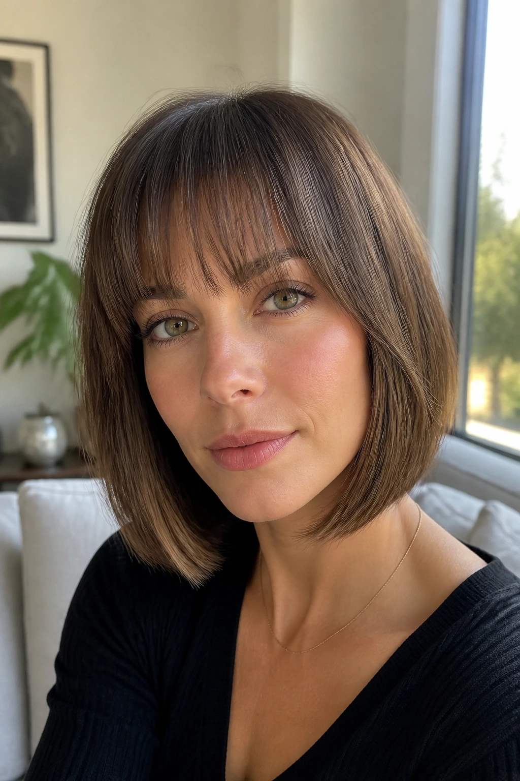 Close-up portrait of person with neat bob showing shape maintenance