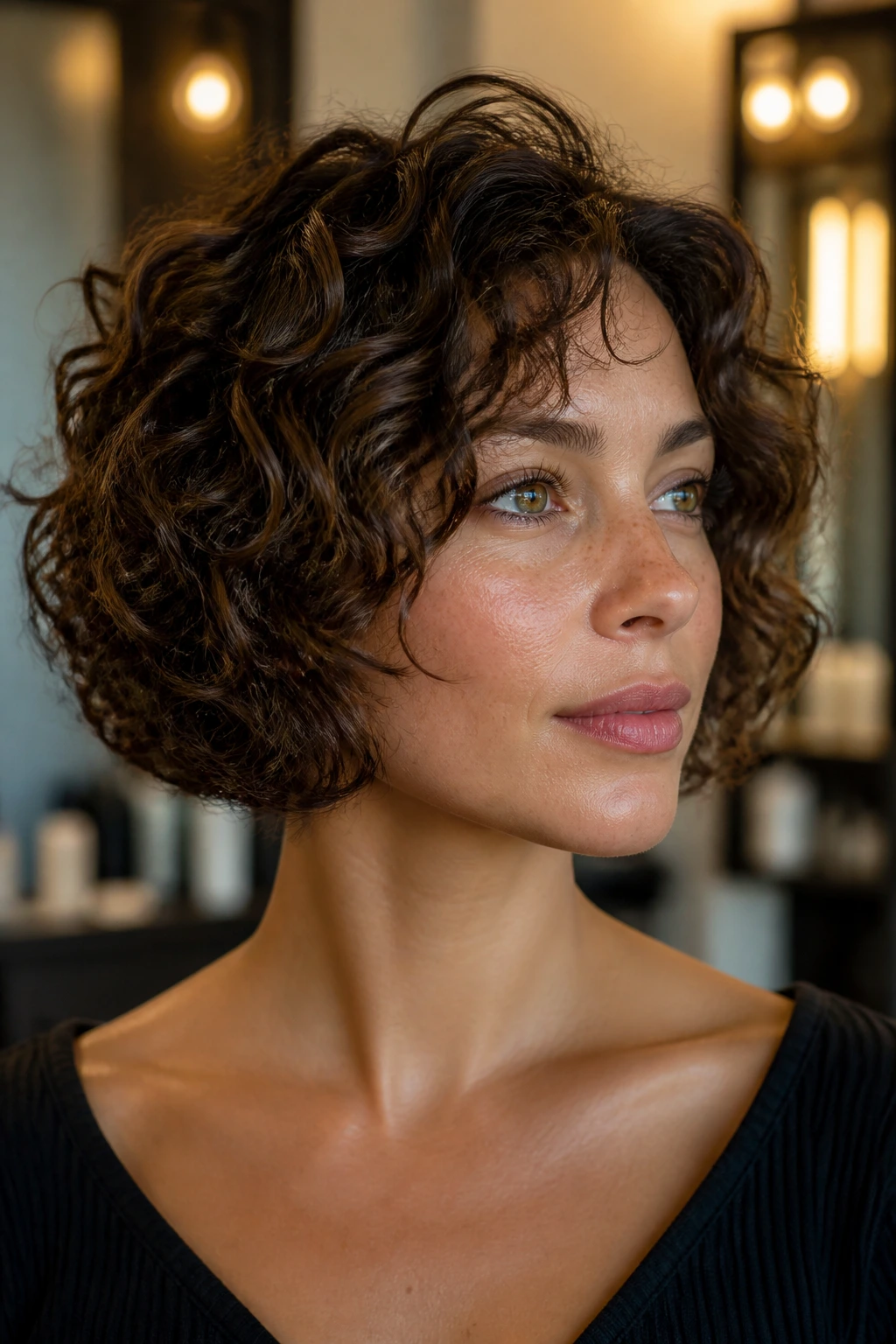 Close-up showing bob shape with crown lift and cheek framing on a real person.