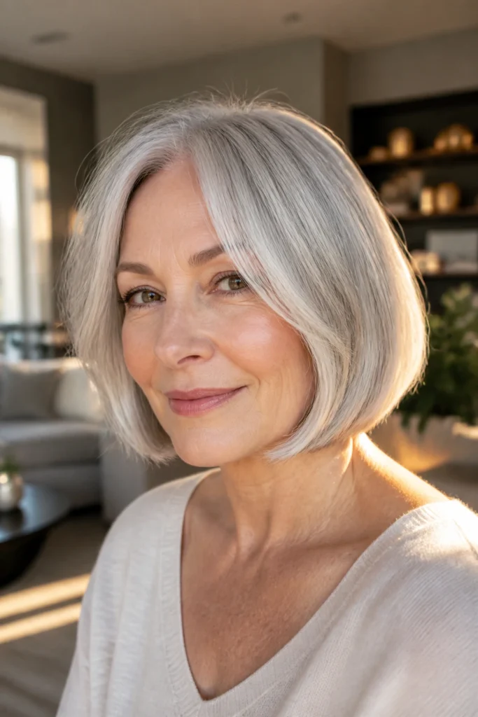 25 Chin Length Bobs for Older Women with Face-Framing Layers