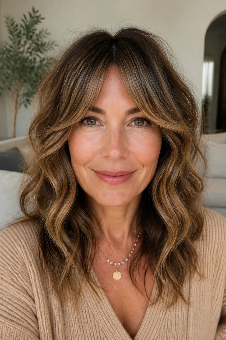 25 Cute Bangs for Women Over 40 with Wavy Hair