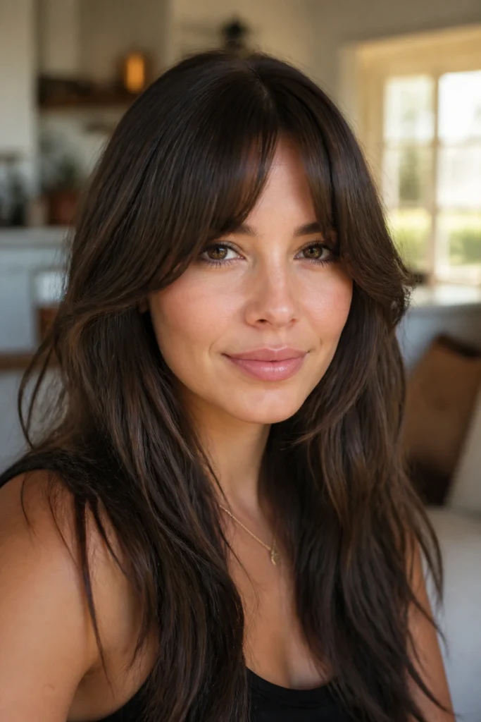 25 Super Bangs for Long Hair and Heart-Shaped Faces