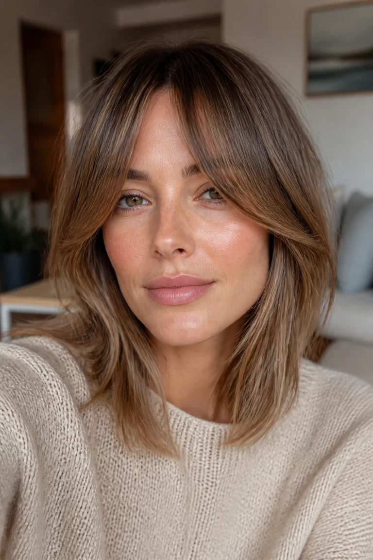 22 Med Curtain Bangs for Square Faces with Thin Hair