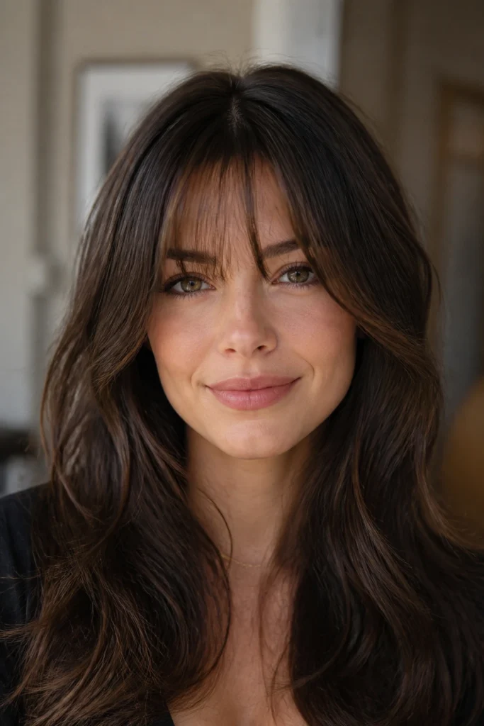 25 Wispy Fringe for Thick Hair and Heart-Shaped Faces