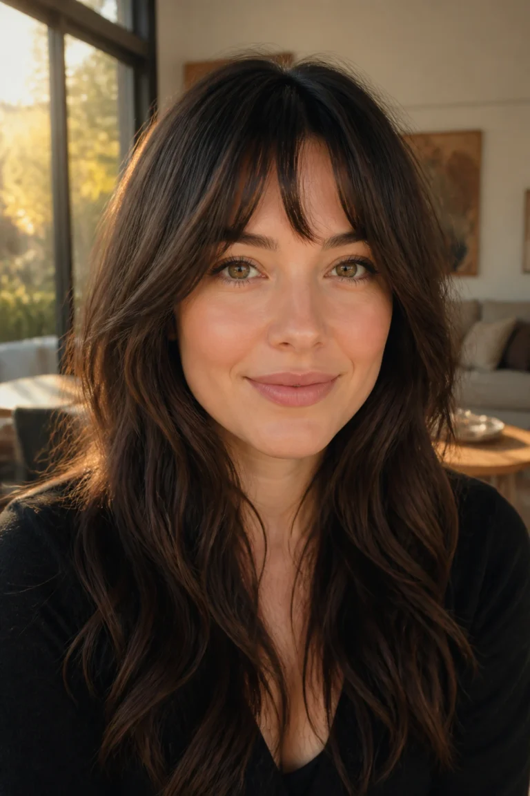 25 Wavy Short Bangs for Long Hair and Round Faces