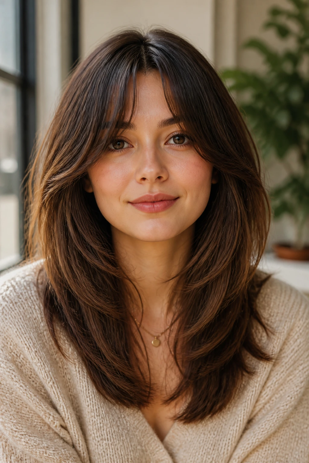 Portrait demonstrating non-boxy front layers on a real person