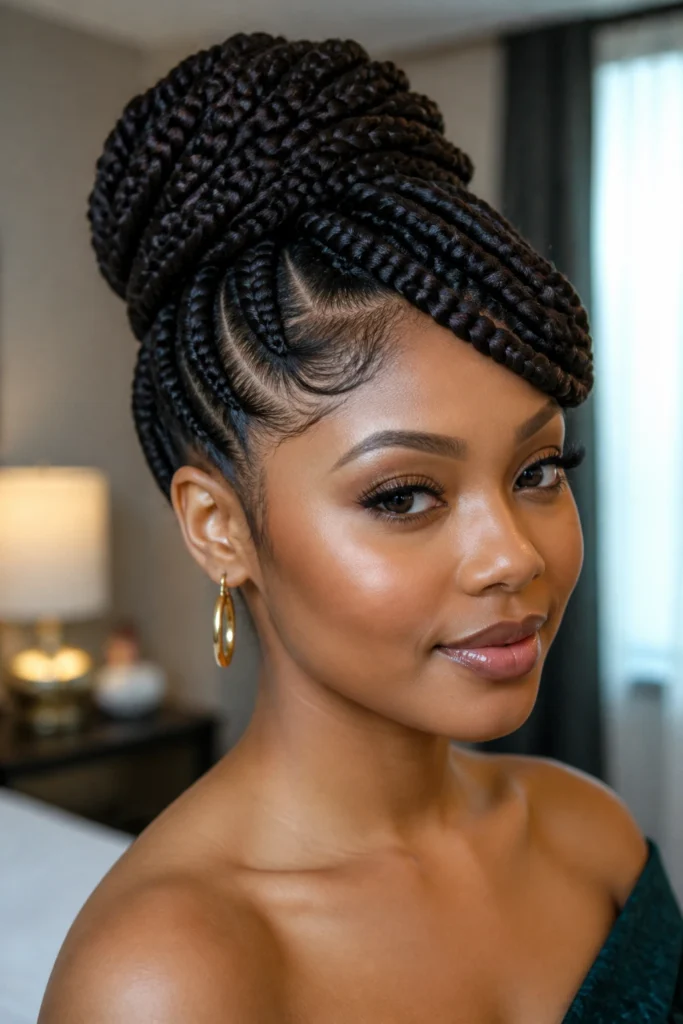 30 Braided Updos for Black Hair and Heart-Shaped Faces