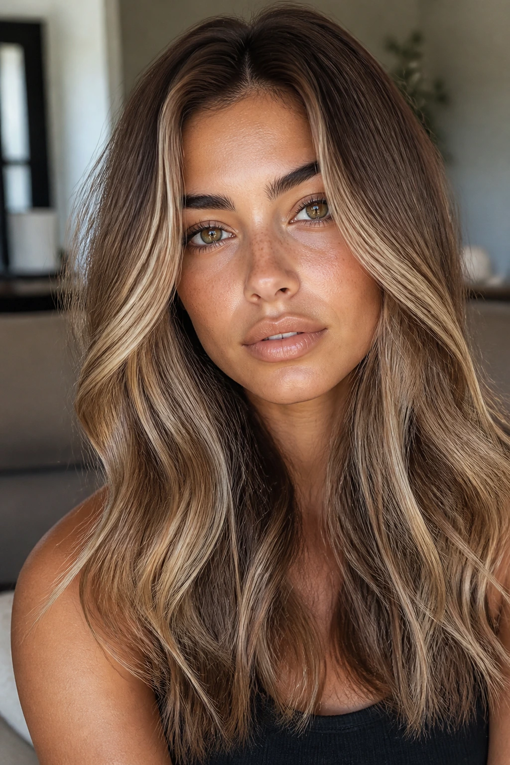 Portrait of a person with bronde hair and beige low-lights