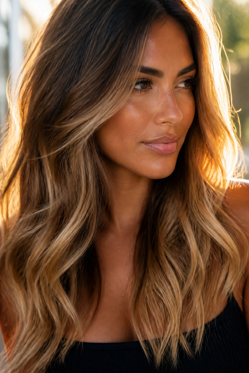 Bronde melt with honey ends on a real woman's hair