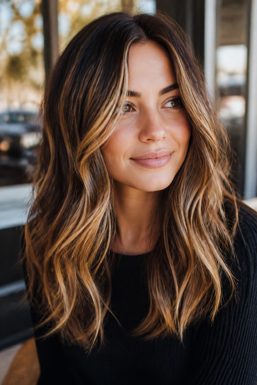 Woman with warm bronde hair and soft contrast in natural light