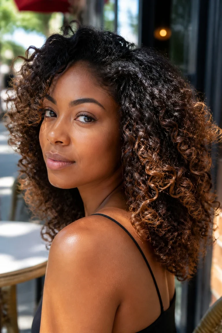 25 Colors Highlights for Deep Skin Tones with Curly Hair