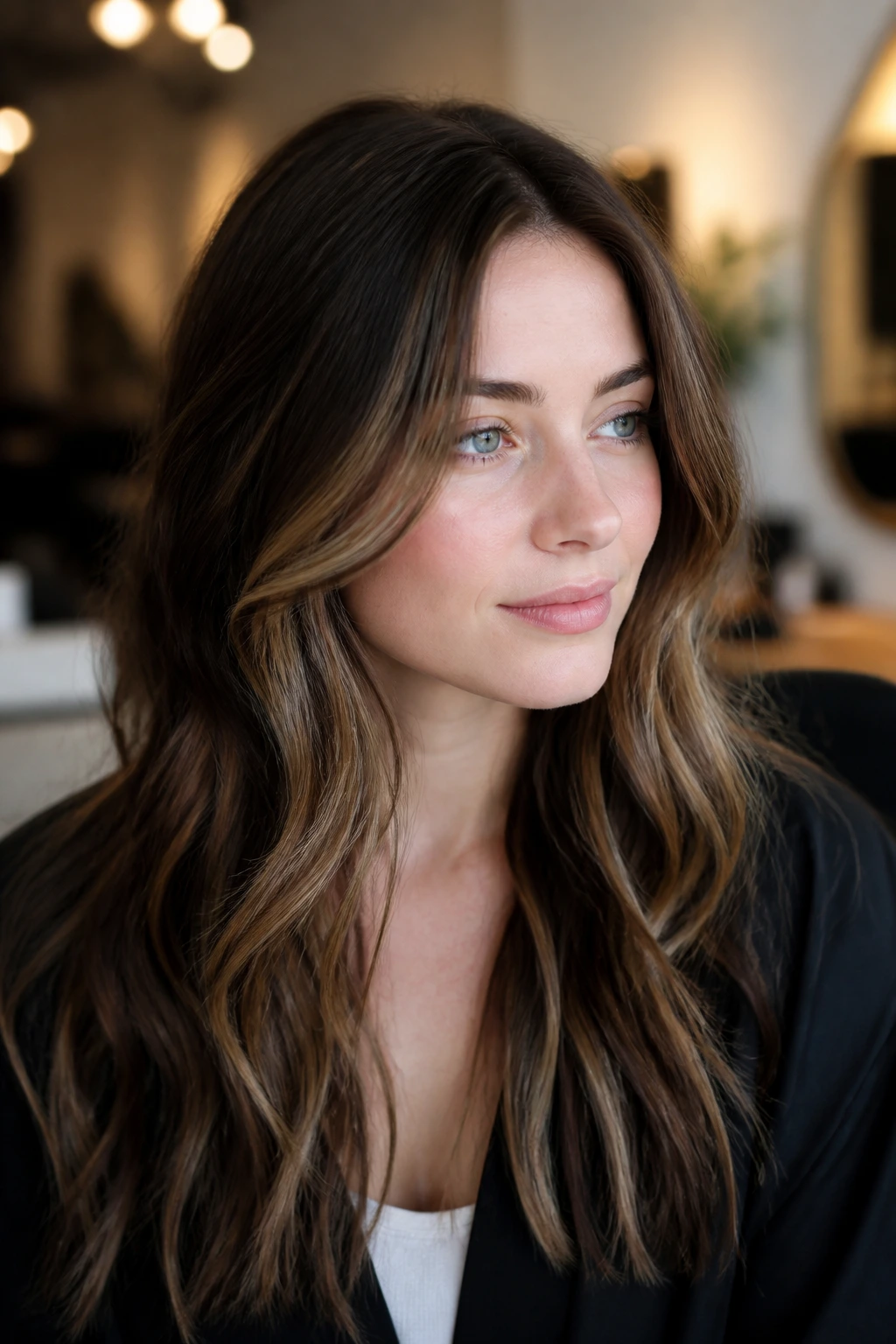 Close-up of brown depth for fair skin with level 6-7 depth.