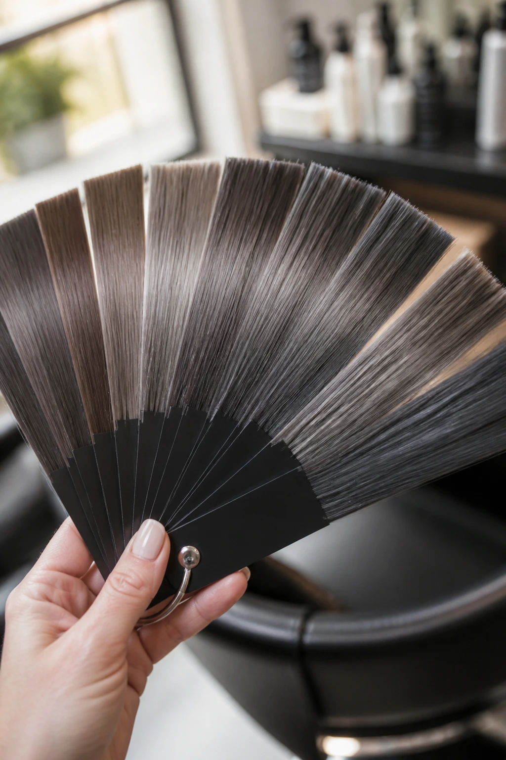 Close-up of brown-gray swatches showing ash, taupe, and graphite tones