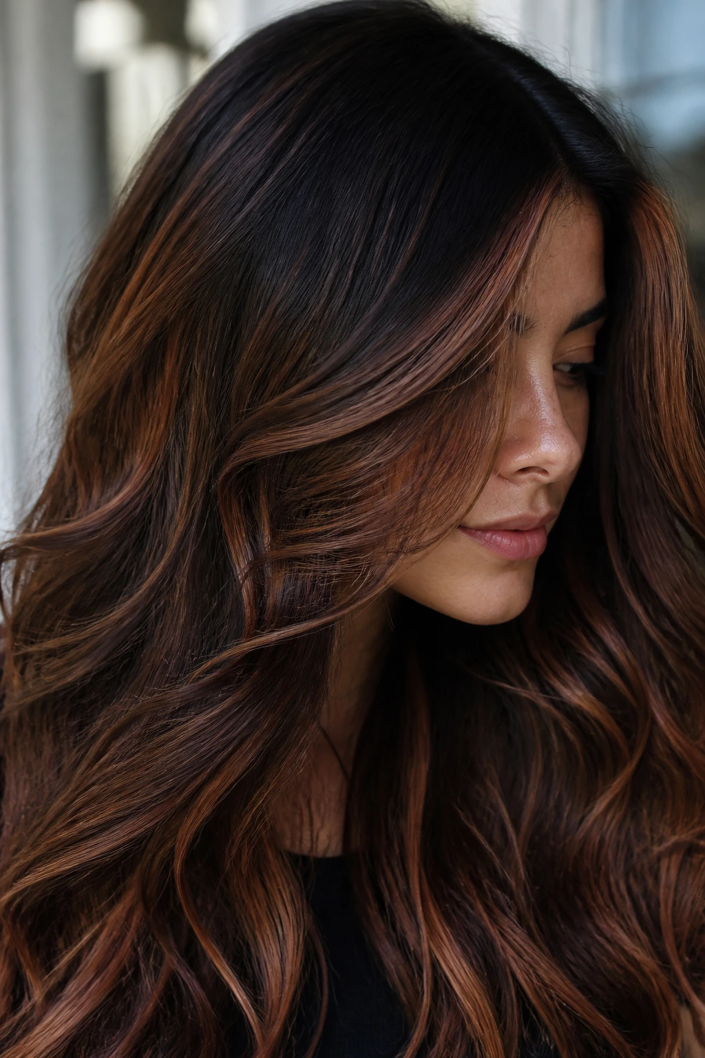 Hair with copper money piece integrated, looking natural and embedded.