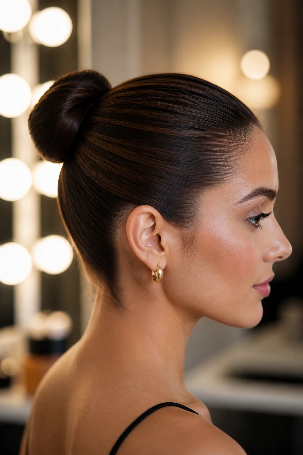 Close-up of a real person's bun showing crisp lines and a smooth surface.