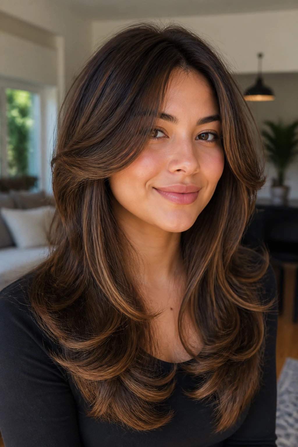 Portrait of a real person with a butterfly cut and crown lift