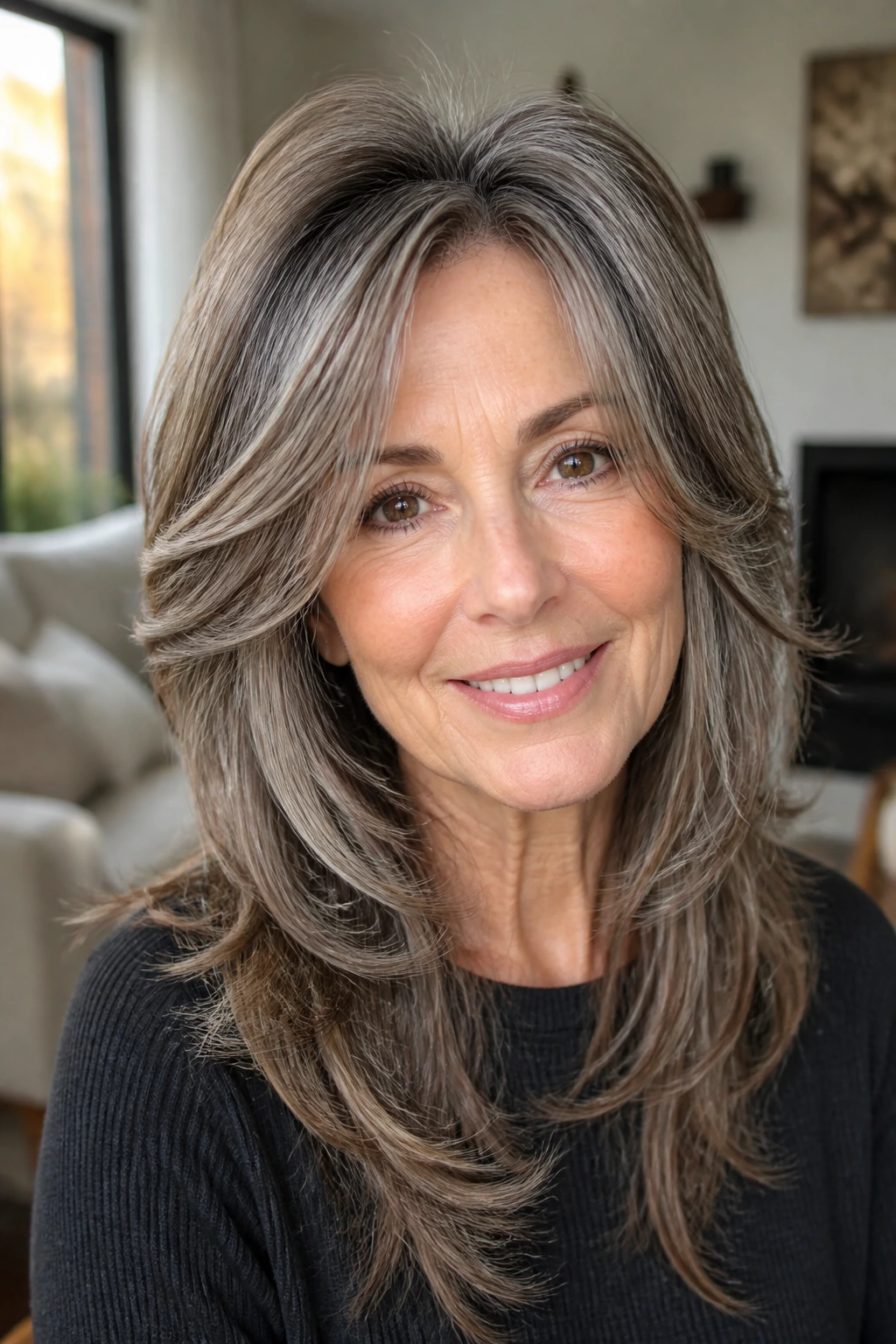Close-up of a real woman with butterfly layers and crown lift