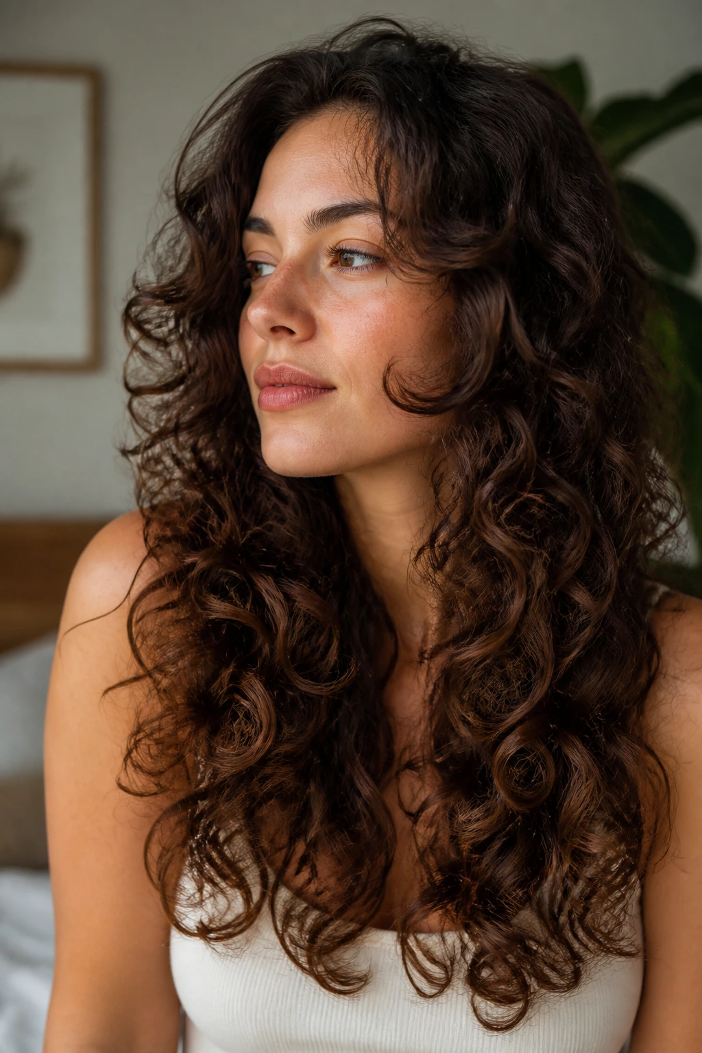 Close-up of butterfly layers floating at cheekbones on a real woman.