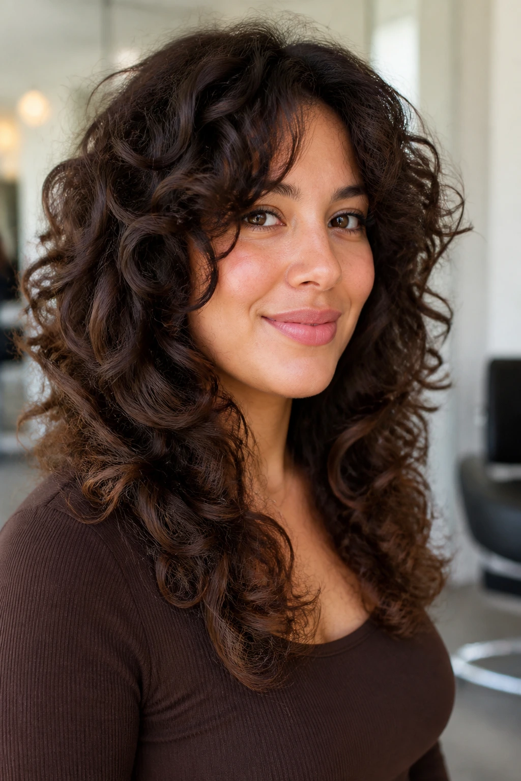 Close-up of a woman with butterfly layers and crown lift