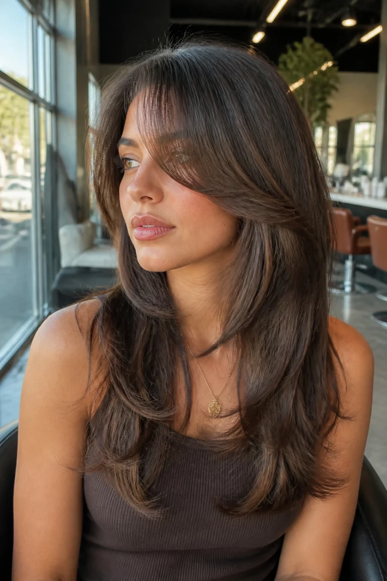 25 Side-Swept Layers with Bangs for Long Hair