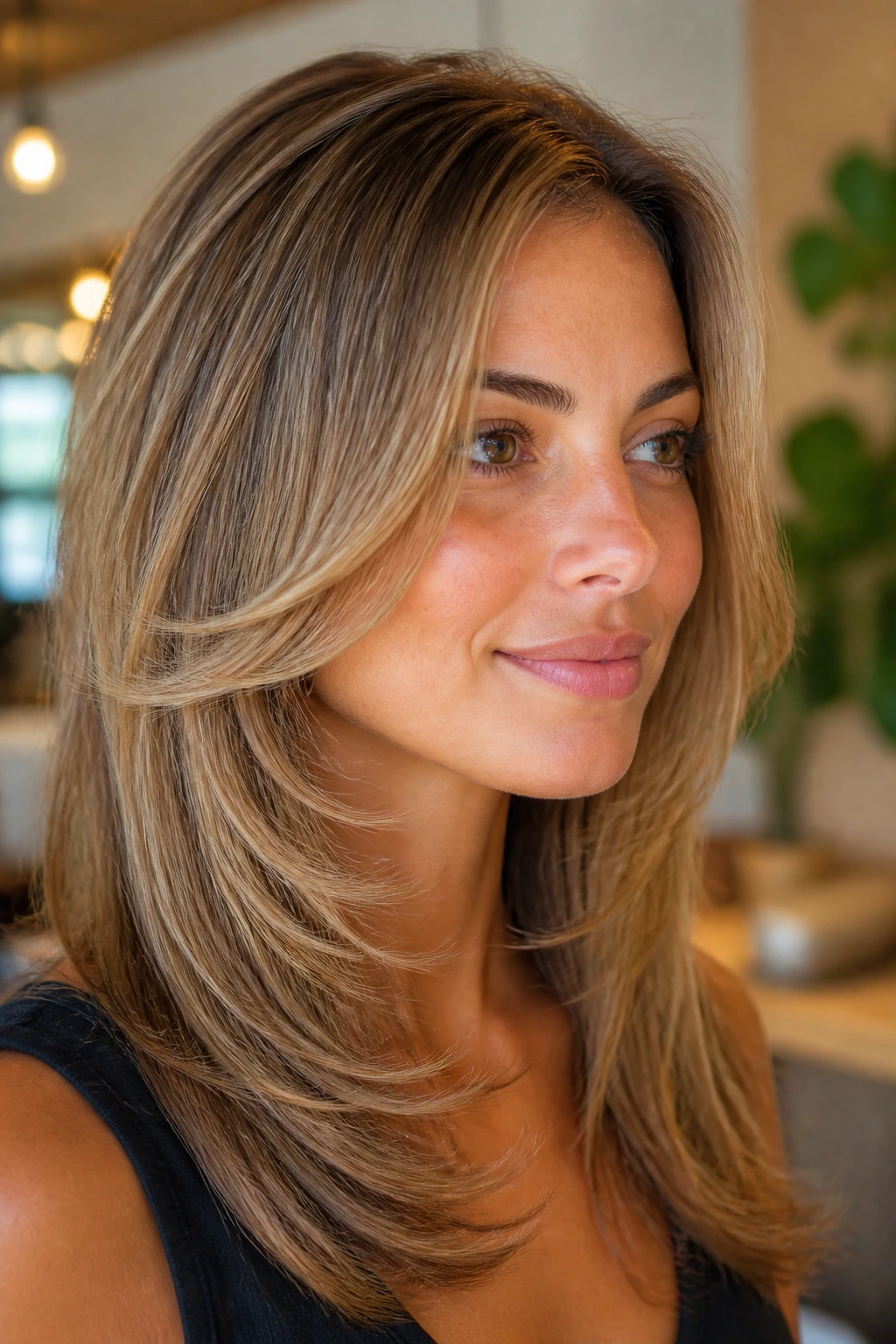 Close-up profile showing C-curve frame at the cheeks