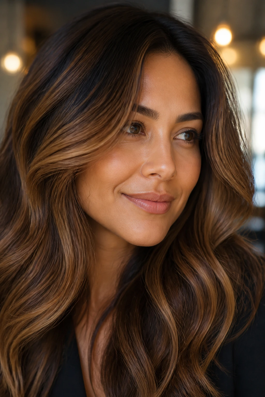 Brunette with blended caramel ribbons for a rich look