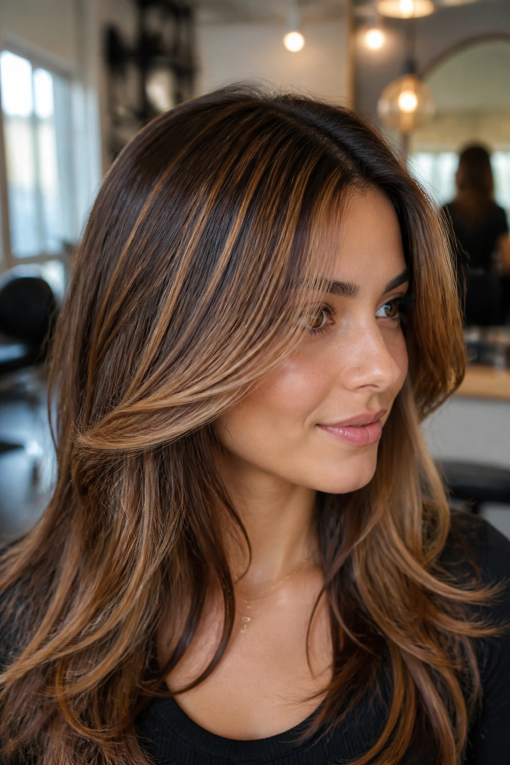 Close-up of crown contour highlights around the face