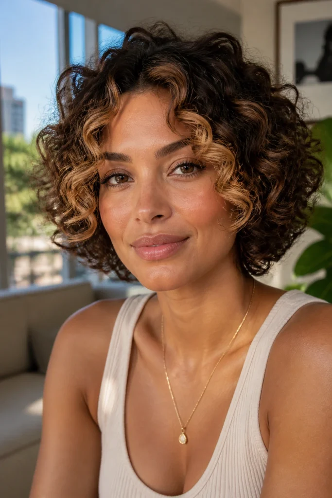 25 Short Highlights for Women with Curly Hair