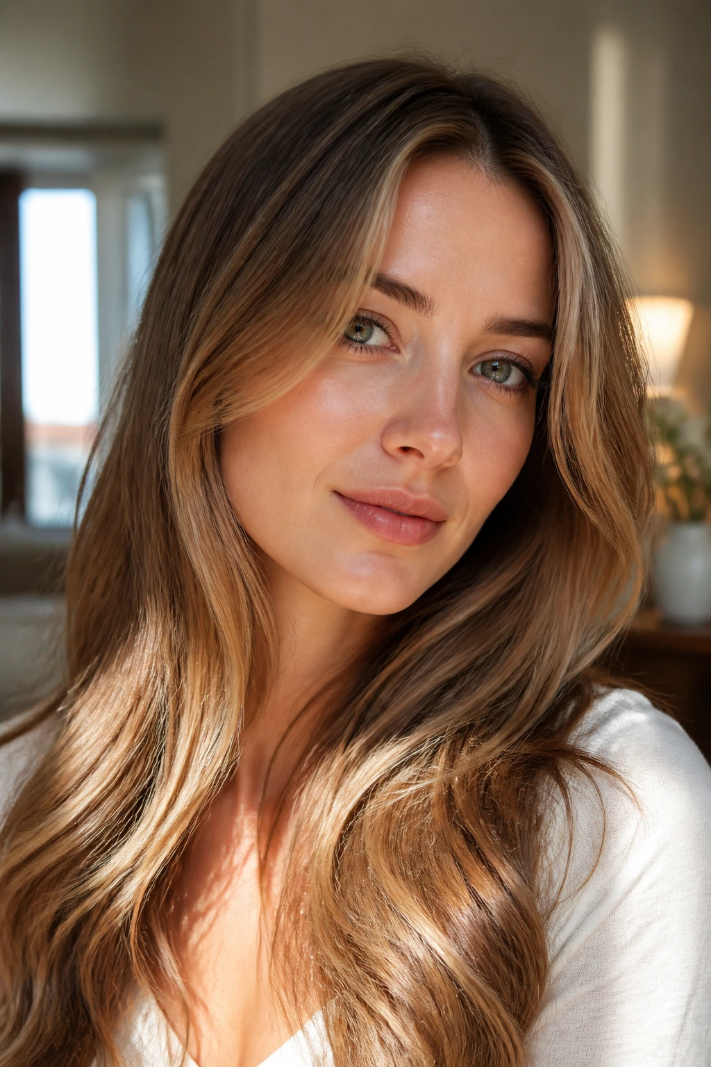 Portrait showing caramel tones on fair skin with subtle lighting differences